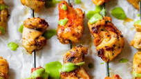 Peruvian Grilled Chicken Skewers with Avocado Aji Verde Sauce Peruvian Grilled Chicken Skewers with Avocado Aji Verde Sauce