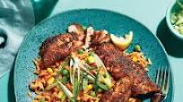Blackened red snapper with spicy Cajun rice Blackened red snapper with spicy Cajun rice