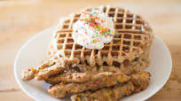 Fruity Pebbles Chicken and Waffles Fruity Pebbles Chicken and Waffles