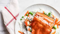 Honey-Mustard Salmon with Rice And Vegetables Honey-Mustard Salmon with Rice And Vegetables