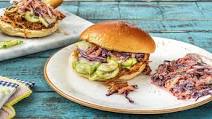 Barbecue Pulled Pork Sandwiches with Quick-Pickled Cucumbers and a Cabbage Carrot Slaw Barbecue Pulled Pork Sandwiches with Quick-Pickled Cucumbers and a Cabbage Carrot Slaw