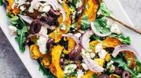 Roasted Squash and Arugula Greek Salad {vegetarian + paleo friendly} Roasted Squash and Arugula Greek Salad {vegetarian + paleo friendly}