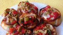 Roasted Pepper, Olive, and Mozzarella Bruschetta Roasted Pepper, Olive, and Mozzarella Bruschetta