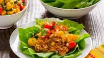 Crock Pot Mexican Chicken Lettuce Cups with Mango Salsa Crock Pot Mexican Chicken Lettuce Cups with Mango Salsa