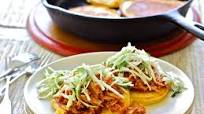 Cheddar Corn Cakes with Pulled Pork Cheddar Corn Cakes with Pulled Pork
