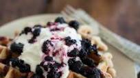 Rye Waffles with Black Raspberry Sauce Rye Waffles with Black Raspberry Sauce