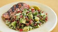 Grilled Mediterranean Salmon with Broccoli Rice Tabbouleh Grilled Mediterranean Salmon with Broccoli Rice Tabbouleh