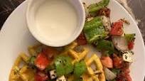 Potato Besan waffle with Paneer Hash and Yogurt Potato Besan waffle with Paneer Hash and Yogurt