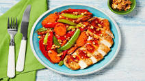 Sesame Chili Pork Chops & Veggie Stir-Fry with Bell Pepper, Snap Peas & Candied Peanuts Sesame Chili Pork Chops & Veggie Stir-Fry with Bell Pepper, Snap Peas & Candied Peanuts