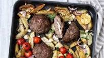 Sheet pan Greek bifteki with potatoes Sheet pan Greek bifteki with potatoes