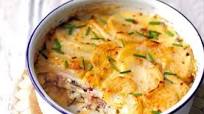 Double cheese, potato and ham bake Double cheese, potato and ham bake