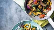 Veggie hash with poached eggs Veggie hash with poached eggs