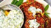 Paneer Fritters With Cucumber Mint Raita Paneer Fritters With Cucumber Mint Raita