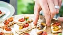 Slow-roast tomato and baba ganoush canapés Slow-roast tomato and baba ganoush canapés