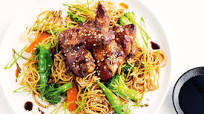 Asian chicken wings with noodles Asian chicken wings with noodles