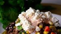 Black Bean Tostadas with Corn Salsa and Enchilada Cream Black Bean Tostadas with Corn Salsa and Enchilada Cream