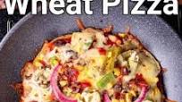 whole wheat pizza recipe | wheat pizza base | no oven atta pizza in kadai whole wheat pizza recipe | wheat pizza base | no oven atta pizza in kadai