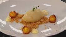 Toffee Apple Sorbet with Macadamia Crumble and Rosemary Cream Toffee Apple Sorbet with Macadamia Crumble and Rosemary Cream