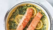 Creamy garlic, lemon & spinach salmon Creamy garlic, lemon & spinach salmon