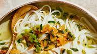 Chicken Soup With Rice Noodles and Scallion Crisp Chicken Soup With Rice Noodles and Scallion Crisp