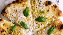 Four Cheese Corn Pizza with Black Pepper & Basil Four Cheese Corn Pizza with Black Pepper & Basil