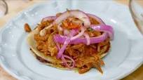 Shredded Pork and Bean Panuchos with Pickled Habanero and Onions (Cochinita Pibil) Shredded Pork and Bean Panuchos with Pickled Habanero and Onions (Cochinita Pibil)