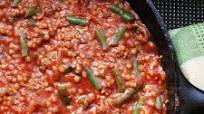 Skillet Ground Lamb with Tomato Sauce, Green Beans, and Couscous Recipe Skillet Ground Lamb with Tomato Sauce, Green Beans, and Couscous Recipe