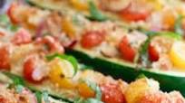 Bruschetta Hummus Stuffed Zucchini Bruschetta Hummus Stuffed Zucchini