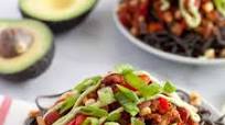Southwestern black bean spaghetti & avocado crema Southwestern black bean spaghetti & avocado crema