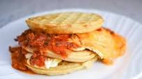 Sloppy Ham Cheese and Egg Waffle Sandwich Sloppy Ham Cheese and Egg Waffle Sandwich