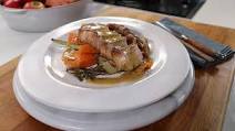 Curtis Stone's Pork Chops with Cider-Dijon Pan Sauce, Roasted Apples and Sweet Potatoes Curtis Stone's Pork Chops with Cider-Dijon Pan Sauce, Roasted Apples and Sweet Potatoes
