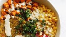 Sheet Pan Veggie Burger Bowl with Tahini Sauce Sheet Pan Veggie Burger Bowl with Tahini Sauce