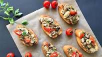 Bruschetta with Mushrooms and Fresh Cherry Tomatoes Bruschetta with Mushrooms and Fresh Cherry Tomatoes