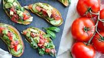 Sweet Potato Bruschetta with Avocado-Tomato Topping Sweet Potato Bruschetta with Avocado-Tomato Topping