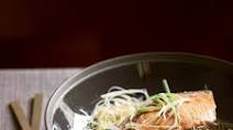 Pan-Seared Salmon with Bok Choy and Rice Noodles Pan-Seared Salmon with Bok Choy and Rice Noodles