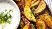 Greek Potato Wedges with Yogurt Sauce Greek Potato Wedges with Yogurt Sauce