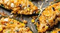 Queso & Rice Stuffed Poblano Peppers Queso & Rice Stuffed Poblano Peppers