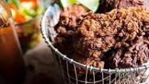 Almond Buttermilk Jamaican Fried Chicken with Pickled Pineapple Slaw. Almond Buttermilk Jamaican Fried Chicken with Pickled Pineapple Slaw.