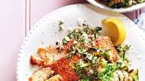 Harissa salmon with cauliflower tabbouleh Harissa salmon with cauliflower tabbouleh