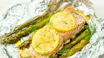 Foil Pack Grilled Salmon with Lemony Asparagus Foil Pack Grilled Salmon with Lemony Asparagus