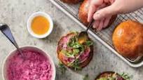Lamb Burgers with Halloumi and Beet Tzatziki Lamb Burgers with Halloumi and Beet Tzatziki