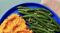 Honey Butter BBQ Pork Cutlets with Mashed Sweet Potatoes & Lemony Green Beans Honey Butter BBQ Pork Cutlets with Mashed Sweet Potatoes & Lemony Green Beans