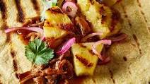 Teriyaki pulled pork with griddled pineapple and pickled red onion Teriyaki pulled pork with griddled pineapple and pickled red onion