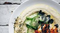 Schnitzel Over Hummus With Black Sesame Tahini Schnitzel Over Hummus With Black Sesame Tahini