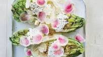 Grilled little gem lettuces with buttermilk dressing and parmesan Grilled little gem lettuces with buttermilk dressing and parmesan