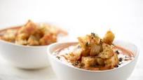Creamy Tomato Soup with grilled cheese croutons Creamy Tomato Soup with grilled cheese croutons