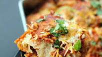 Layered BBQ Chicken & Sweet Potato Enchilada Casserole Layered BBQ Chicken & Sweet Potato Enchilada Casserole