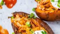 Slow Cooker Loaded Enchilada Chicken Stuffed Sweet Potatoes Slow Cooker Loaded Enchilada Chicken Stuffed Sweet Potatoes
