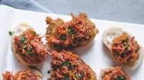 Fried Green Tomato and Bourbon BBQ Crostini Fried Green Tomato and Bourbon BBQ Crostini