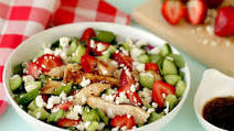 Strawberry Feta Spinach Salad with Chicken Strawberry Feta Spinach Salad with Chicken